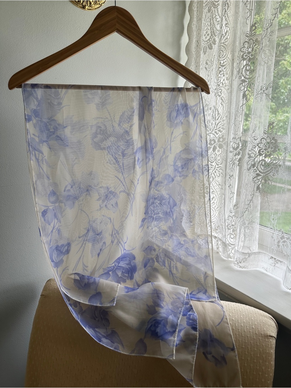 Sheer Floral Scarf in Light Lavender